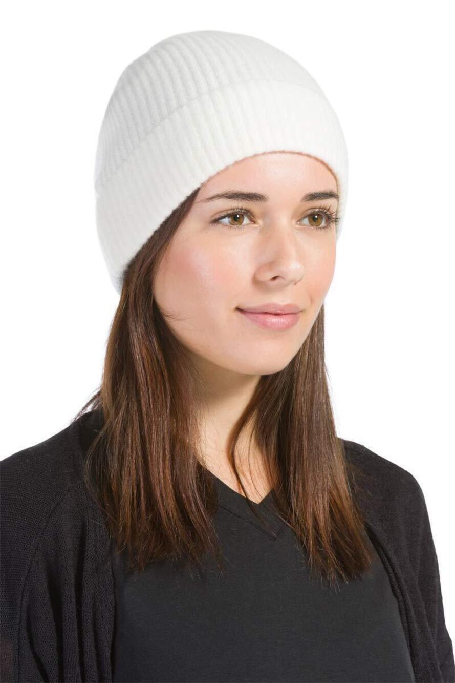 9986 100% Cashmere Cuffed Hat Cream